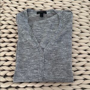 J. Crew Heathered Gray Linen Blend Lightweight Cardigan Sweater